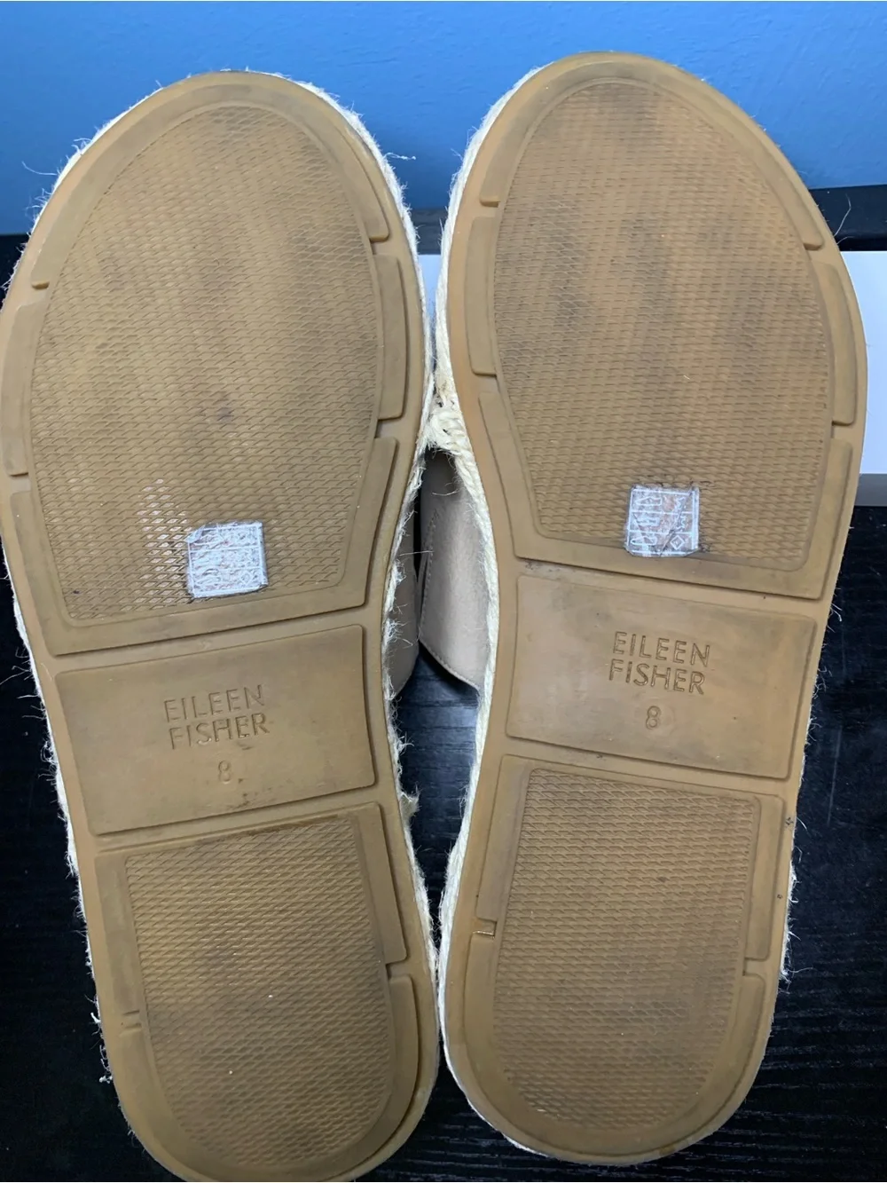 Eileen Fisher Tan Espadrille Platform Slide Sandals
